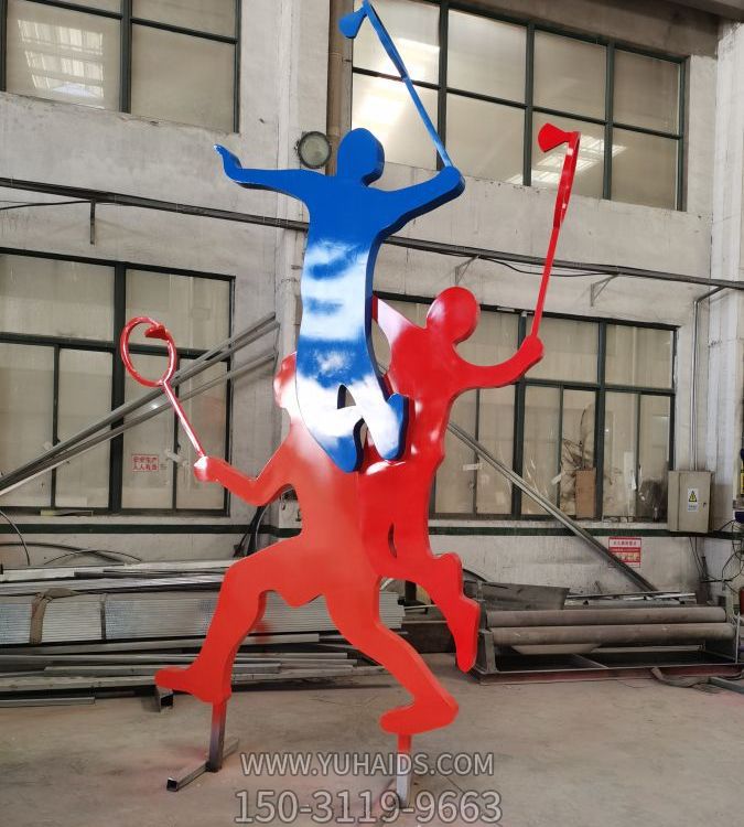 不銹鋼抽象剪影遠動(dòng)景觀(guān)打球的人物雕塑
