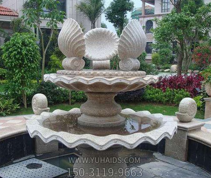 園林景觀(guān)貝殼多層大理石噴泉雕塑