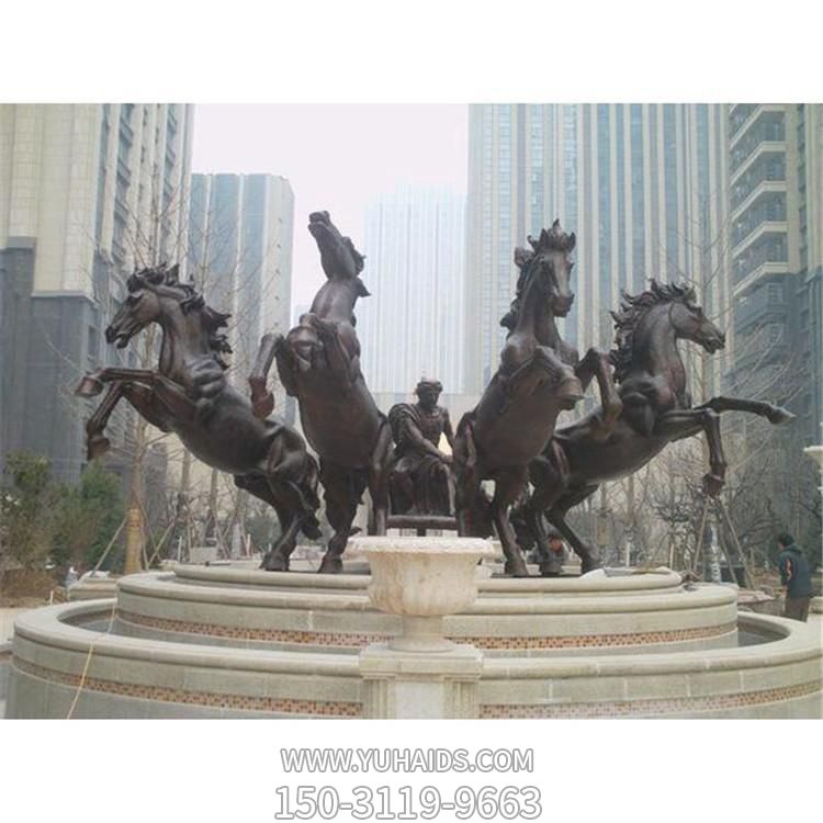 戶(hù)外廣場(chǎng)大型玻璃鋼仿銅馬群雕塑