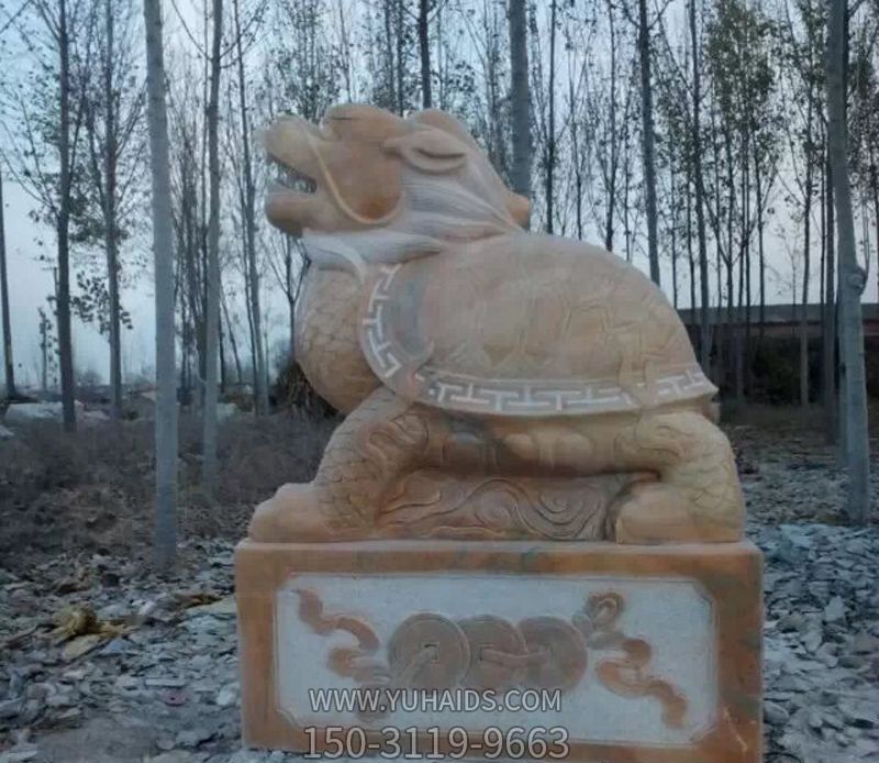 街道擺放的花崗巖石雕創(chuàng )意龍龜雕塑