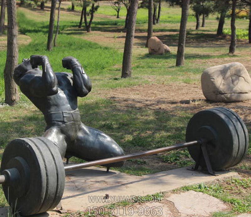 廣場(chǎng)公園舉重運動(dòng)員玻璃鋼仿銅雕塑