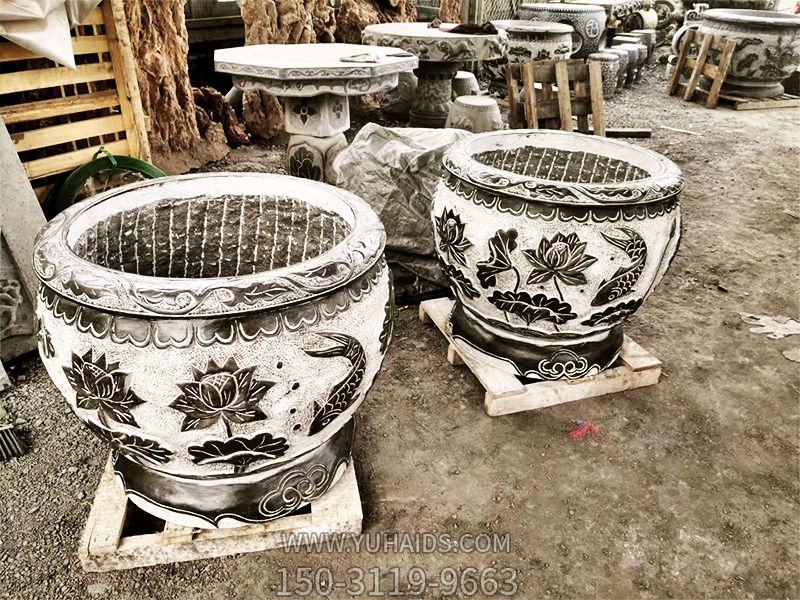 仿古做舊石雕創(chuàng )意青石庭院缸雕塑