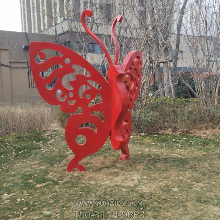 不銹鋼蝴蝶雕塑 鏤空動(dòng)物擺件大型城市廣場(chǎng)景觀(guān)小品