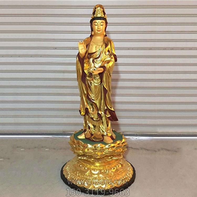 純金打造寺廟立式觀(guān)音菩薩雕塑