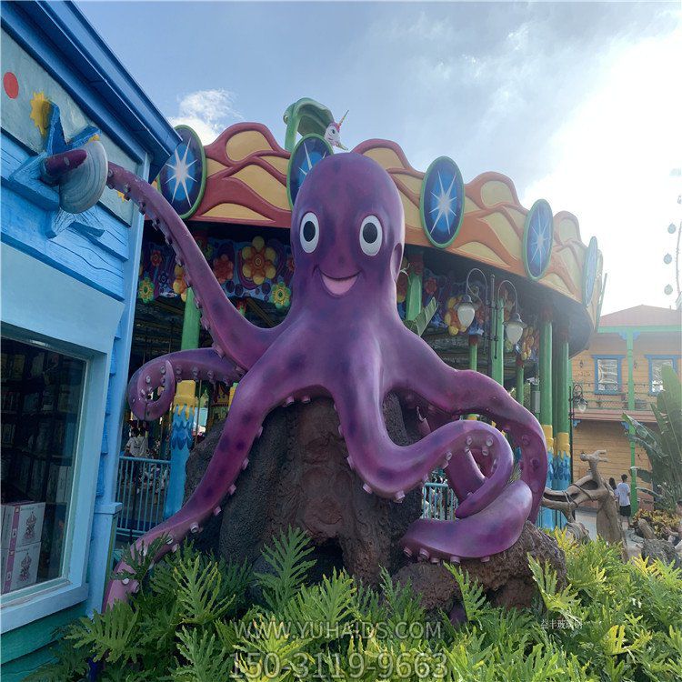商場(chǎng)戶(hù)外園林景觀(guān)玻璃鋼大型八爪魚(yú)雕塑