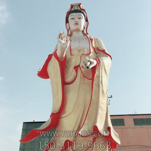 寺廟玻璃鋼彩繪漆金戶(hù)外大型觀(guān)音雕塑