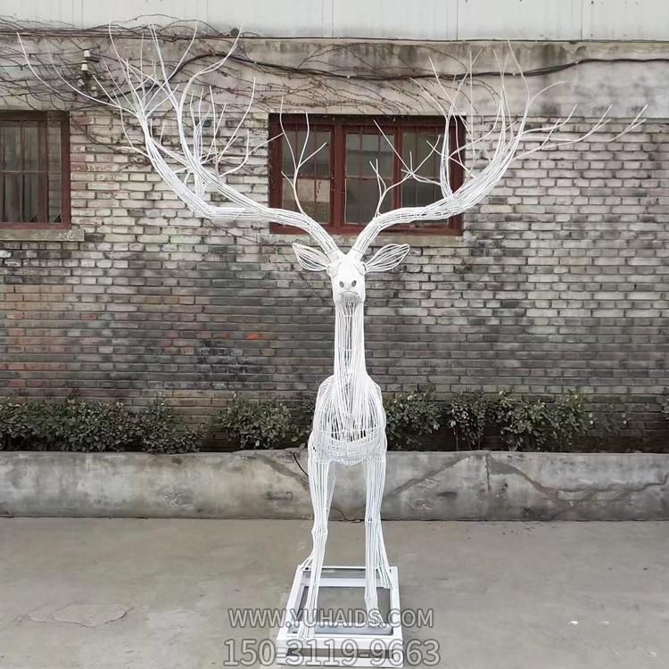 不銹鋼鏤空拉絲動(dòng)物景觀(guān)梅花鹿雕塑