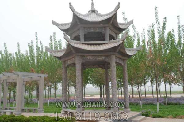 涼亭雕塑-戶(hù)外景區雙層頂仿古建休閑涼亭