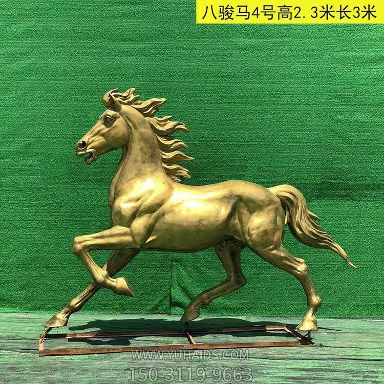 奔馬雕塑，玻璃鋼仿銅馬兒雕塑