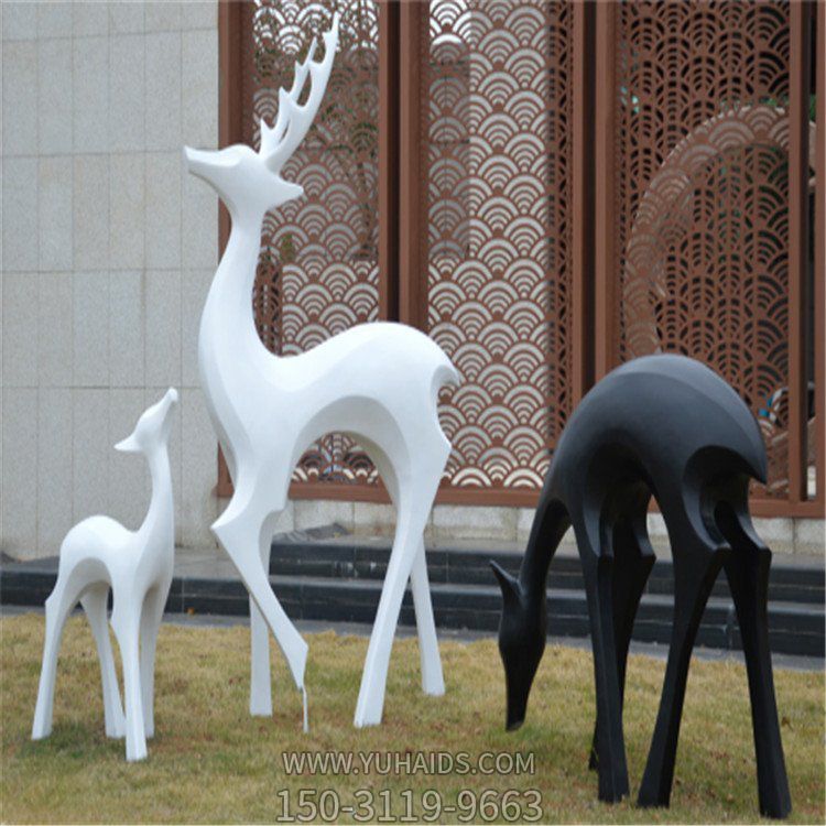 園林戶(hù)外玻璃鋼抽象動(dòng)物景觀(guān)鹿雕塑