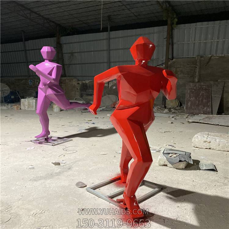 校園運動(dòng)場(chǎng)玻璃鋼彩繪奔跑人物雕塑