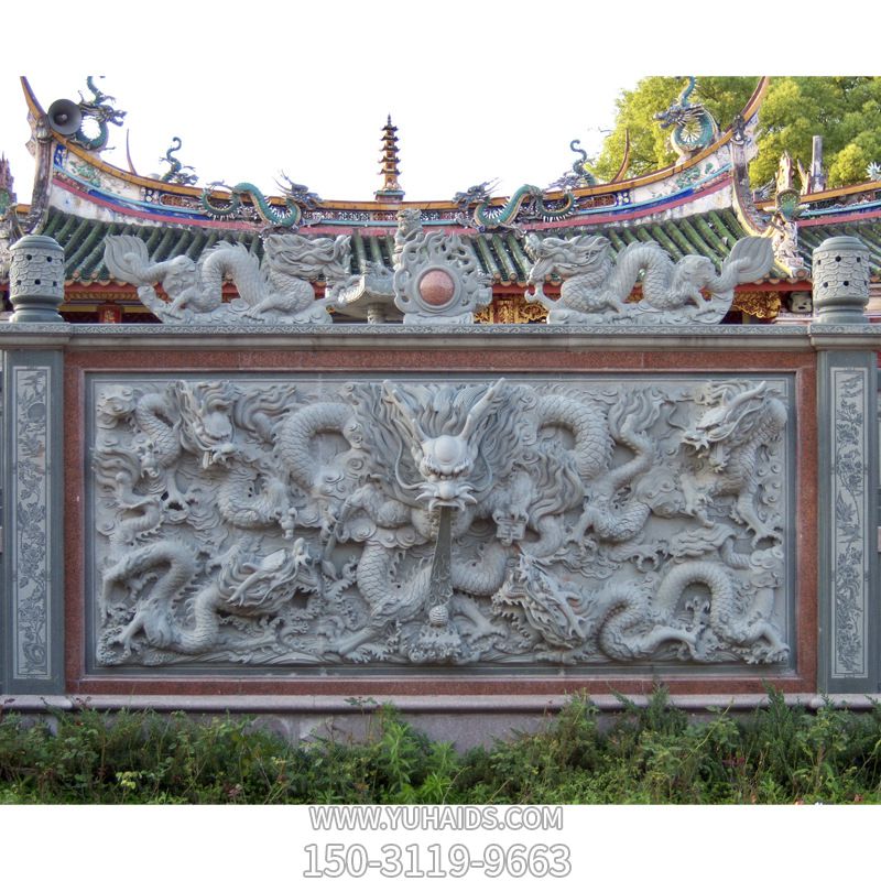 庭院創(chuàng )意大理石浮雕龍雕塑