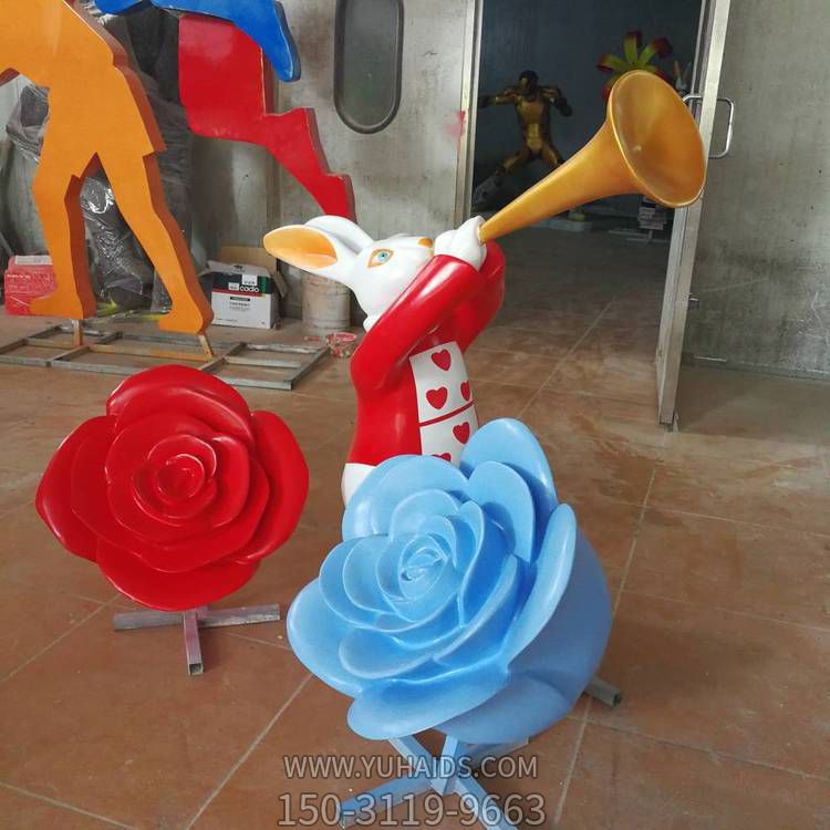 公園玻璃鋼彩繪園林景觀(guān)花朵雕塑