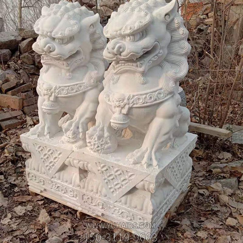 園林漢白玉石雕浮雕仿真戶(hù)外景觀(guān)獅子雕塑