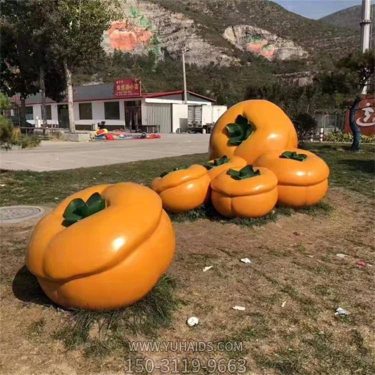 玻璃鋼仿真水果柿子雕塑籃農場(chǎng)基地擺件 