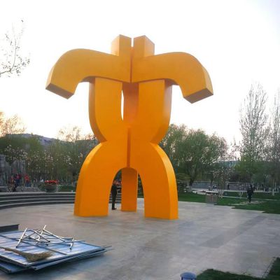 廣場(chǎng)擺放大型不銹鋼景觀(guān)標識雕塑