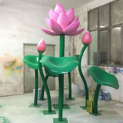 景區園林不銹鋼彩繪園林景區創(chuàng  )意蓮花擺件