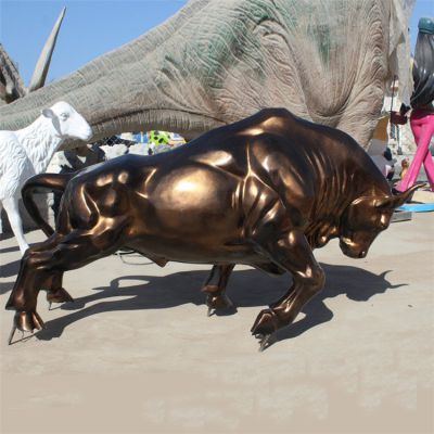 玻璃鋼仿銅戶(hù)外工廠(chǎng)企業(yè)大型華爾街牛雕塑