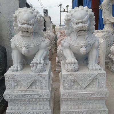 石雕園林別墅小區鎮宅招財大門(mén)口石獅子雕塑