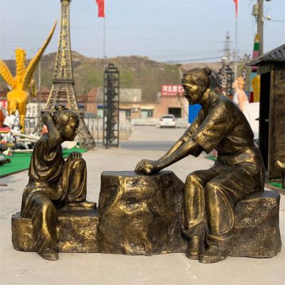 情景人物雕塑，城市街道玻璃鋼仿銅創(chuàng  )意情景人物雕塑