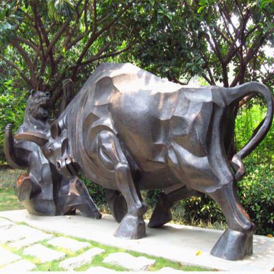 戶(hù)外園林景觀(guān)抽象動(dòng)物老黃牛雕塑