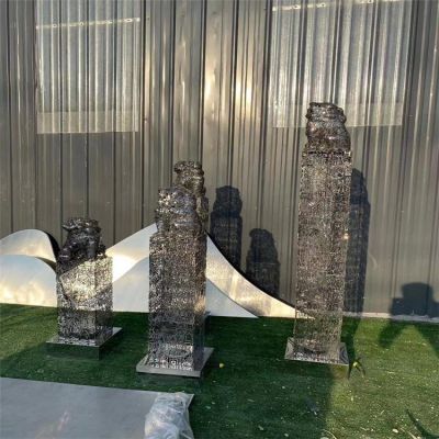 創(chuàng  )意庭院不銹鋼拉絲鏤空拴馬樁擺件