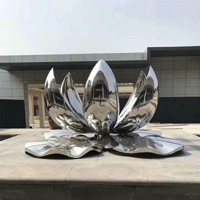 城市大型景觀(guān)不銹鋼鏡面蓮花雕塑