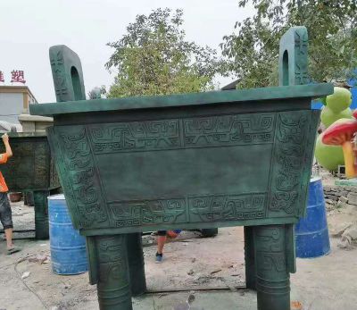 戶(hù)外景區創(chuàng  )意不銹鋼噴漆鼎雕塑