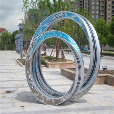 不銹鋼創(chuàng  )意幾何戶(hù)外園林景觀(guān)圓環(huán)雕塑