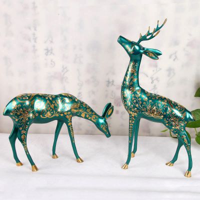 室內裝飾品玻璃鋼彩繪創(chuàng  )意鹿雕塑