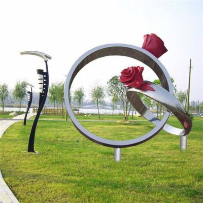 園林戶(hù)外不銹鋼幾何戒指景觀(guān)雕塑