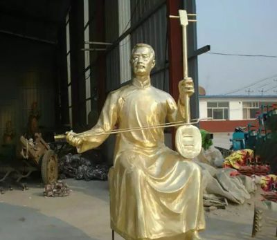 廣場(chǎng)人物景觀(guān)銅雕拉二胡雕塑