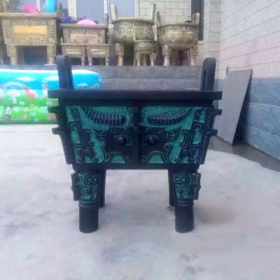青銅器創(chuàng  )意浮雕寺廟大型鼎雕塑