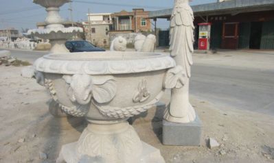 公園景觀(guān)象頭石雕水缸雕塑