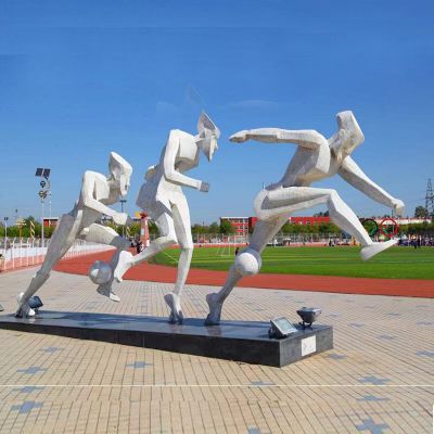 踢球，不銹鋼網(wǎng)格運動(dòng)人物景觀(guān)雕塑