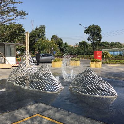 園林小區標志擺件創(chuàng  )意水景抽象假山雕塑
