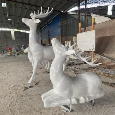 玻璃鋼抽象戶(hù)外園林景觀(guān)動(dòng)物梅花鹿雕塑