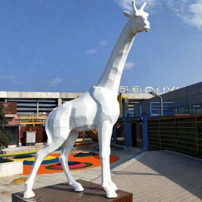 戶(hù)外園林不銹鋼幾何抽象長(cháng)頸鹿雕塑