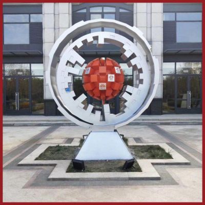 不銹鋼抽象創(chuàng  )意公司企業(yè)圓環(huán)雕塑