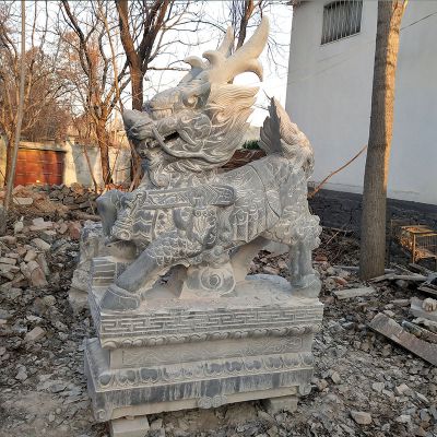 戶(hù)外鄉村大理石石雕神獸麒麟雕塑