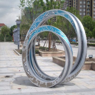 公園不銹鋼彩繪立體創(chuàng  )意圓環(huán)