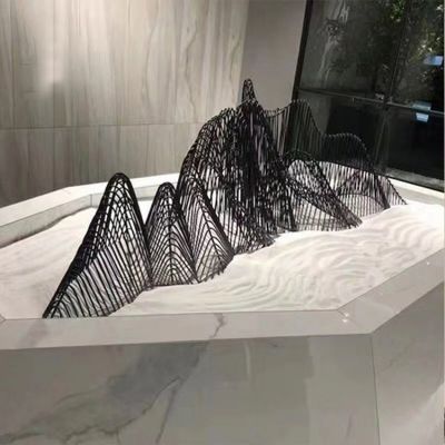 酒店大堂室內創(chuàng  )意假山不銹鋼鐵藝造型