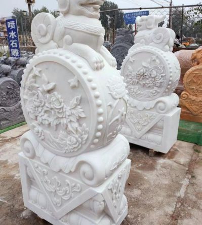 石雕門(mén)墩抱鼓石一對家用門(mén)口別墅鎮宅石墩擺件