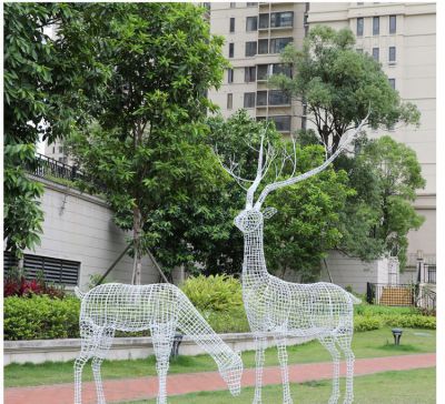 公園鏤空創(chuàng  )意戶(hù)外園林景觀(guān)梅花鹿雕塑