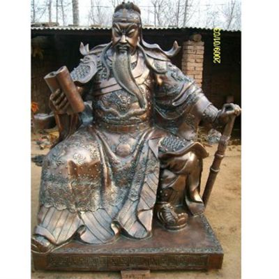 鑄銅仿銅園林景觀(guān)戶(hù)外大型看書(shū)的關(guān)公雕塑