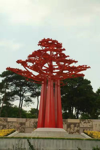 戶(hù)外大型不銹鋼噴漆 樹(shù)雕塑創(chuàng  )意廣場(chǎng)標識