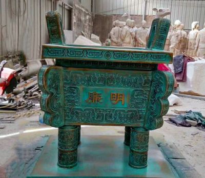 景區創(chuàng  )意不銹鋼仿銅噴漆烤漆鼎雕塑