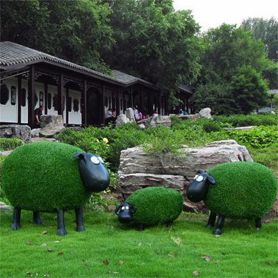 草皮肖恩羊，綠色可愛(ài)綠植動(dòng)物擺件