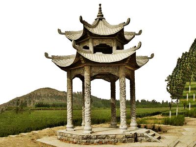 山區戶(hù)外擺放仿古建雙層涼亭