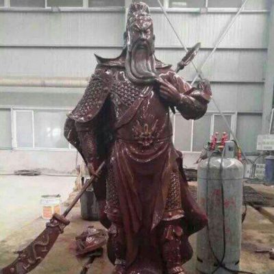 玻璃鋼仿銅園林寺廟景觀(guān)武財神雕塑